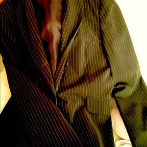 Brown pinstriped Benneton suit